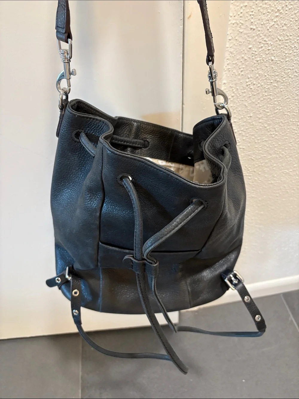 Aimee Kestenberg Black Pebbled Leather Hobo with Tassel Zip